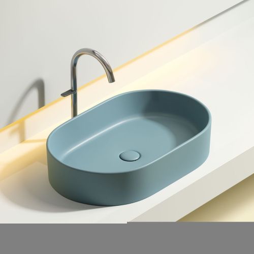 Раковина из сантехнического фарфора Ceramica Nova ELEMENT CN6048MLG 60х40 накладная цвет зеленый без отверстий под смеситель - фото 5