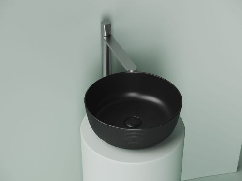 Раковина из сантехнического фарфора Ceramica Nova ELEMENT CN6073MB 40х40 накладная цвет черный без отверстий под смеситель - фото 3