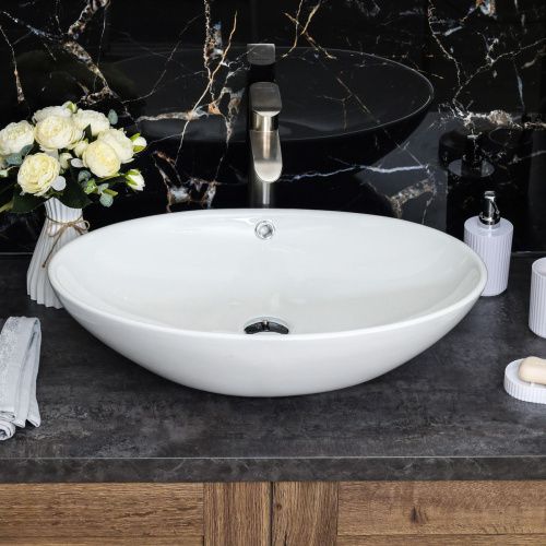 Раковина из сантехнического фарфора Melana 7686-805 60х40 накладная цвет белый без отверстий под смеситель - фото 3