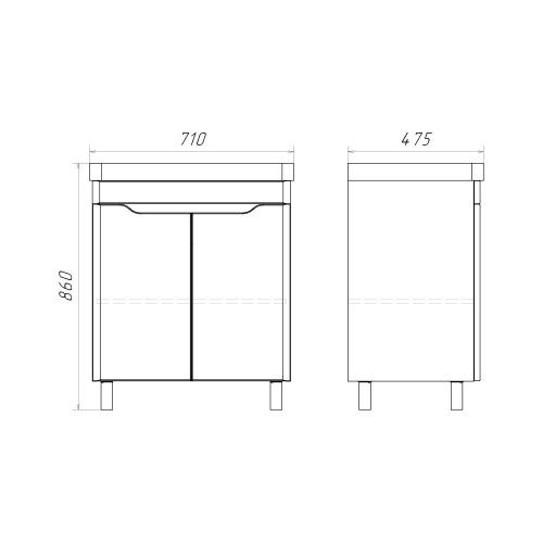 Тумба с раковиной Comforty 00-00018366CF 70х50 - фото 2