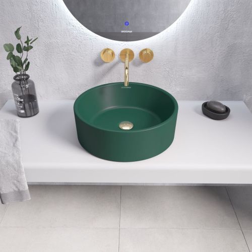 Раковина из сантехнического фаянса Grossman Color GR-3013OLM 40х40 накладная цвет зеленый без отверстий под смеситель - фото 2