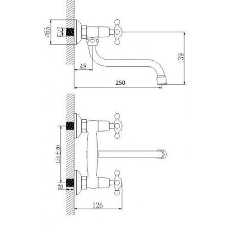 Смеситель для кухни D-Lin D141811 настенный хром