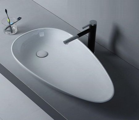 Раковина из сантехнического фаянса CeramaLux 7862 80х40 накладная цвет белый без отверстий под смеситель