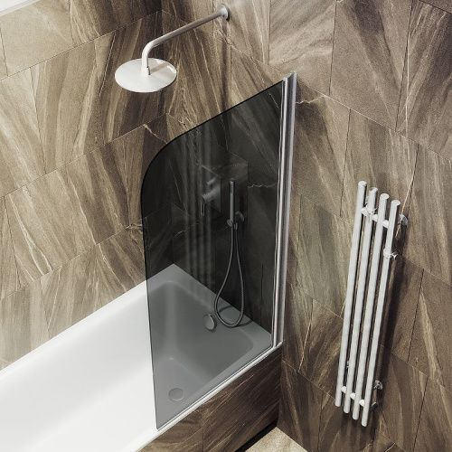 Душевая шторка на ванну Maybah Glass MGV-623-5 80х140 стекло тонированное профиль хром ориентация универсальная - фото 4
