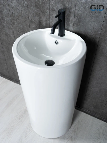 Раковина керамическая Gid Autonomo 81102 50х50 напольная цвет белый 1 отверстие под смеситель - фото 5