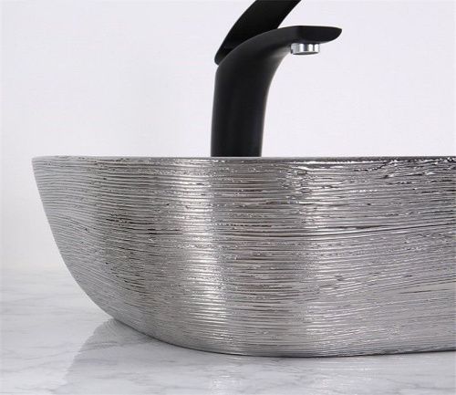 Раковина из сантехнического фаянса CeramaLux D1333H131 50х30 накладная цвет хром без отверстий под смеситель - фото 5