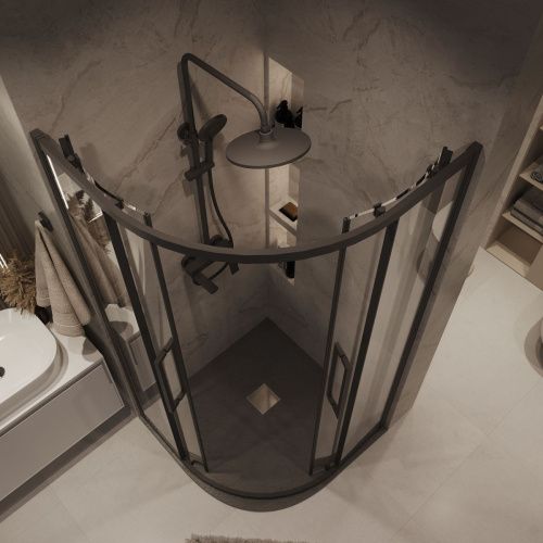 Душевой уголок Grossman Cosmo 301.K33.02.9090.21.00 90х90 стекло прозрачное профиль черный без поддона - фото 4