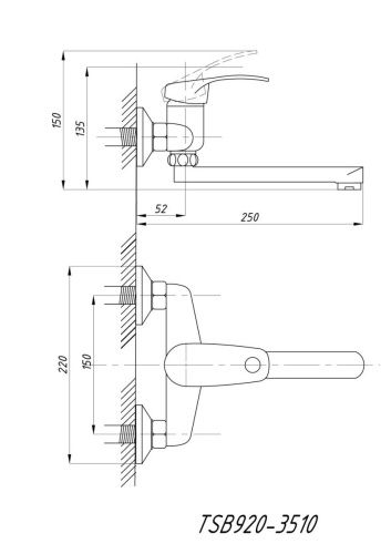Смеситель для кухни TSARSBERG TSB-920-3510 настенный хром - фото 4