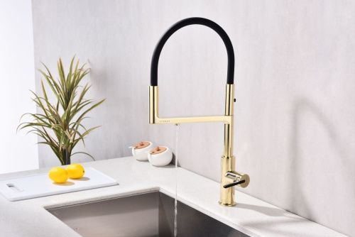 Смеситель для кухни Paulmark TORNADO To213402-G на мойку золото - фото 4