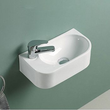 Раковина из сантехнического фарфора Vincea VBS-506L 40х20 подвесная цвет белый 1 отверстие под смеситель