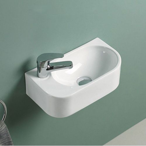 Раковина из сантехнического фарфора Vincea VBS-506L 40х22 подвесная цвет белый 1 отверстие под смеситель