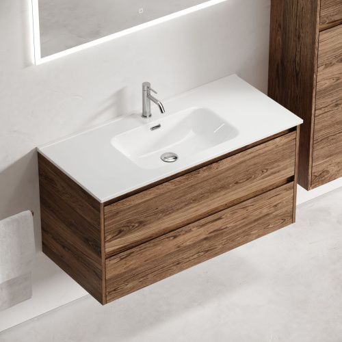 Тумба под раковину Sancos Libra LB100ECH 100х50 подвесная цвет коричневый - фото 5