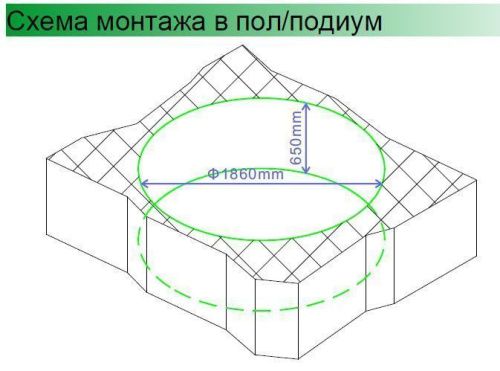Ванна акриловая гидромассажная Gemy G9090 K 190х190 встраиваемая круглая с каркасом - фото 4