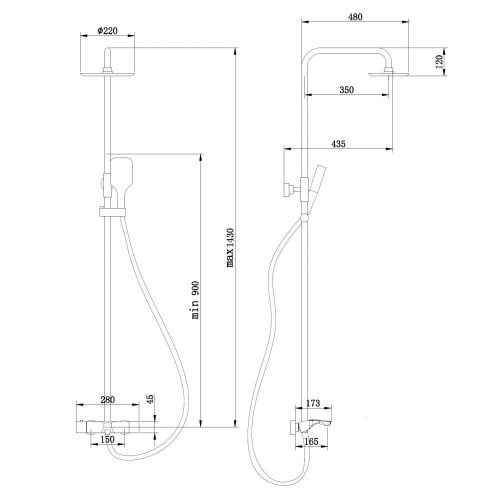 Душевая стойка Abber AF8516NGL настенная цвет серый с термостатом - фото 3