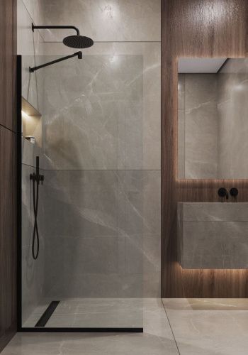 Душевая перегородка Timo T10 120х195 стекло прозрачное профиль черный - фото 2