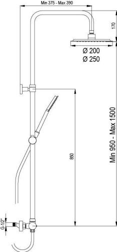 Душевая стойка AQG Urban 21URR25URD05 настенная цвет черный - фото 2
