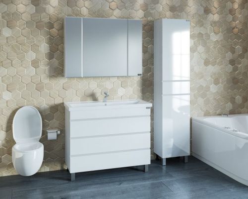 Шкаф-пенал СанТа Марс 700427 40х180 напольный цвет белый/коричневый - фото 2