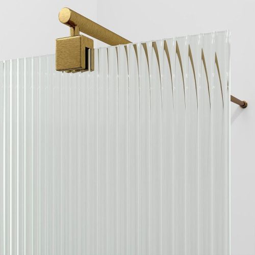 Душевая перегородка Wasserkraft Rur 30W 30W39BG-FL 90х200 стекло рифленое профиль золото - фото 2