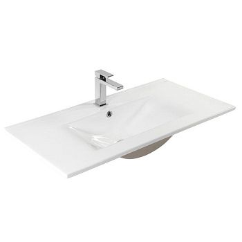 Раковина из сантехнического фарфора Bond Cube S05-900 90х50 встраиваемая цвет белый 1 отверстие под смеситель