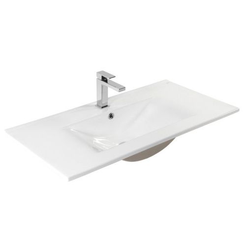 Раковина из сантехнического фарфора Bond Cube S05-900 90х50 встраиваемая цвет белый 1 отверстие под смеситель