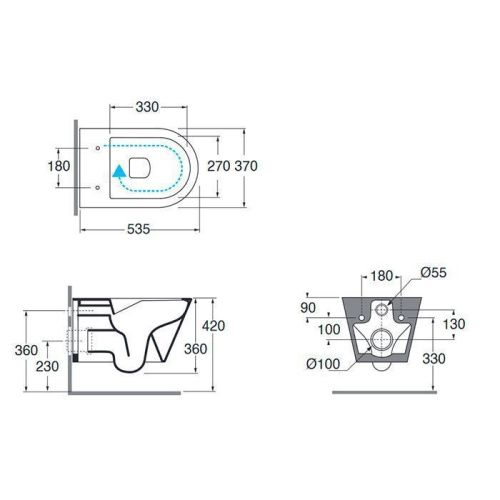 Чаша унитаза подвесная Azzurra FORMA FMVKSPE0000WBI цвет белый без сиденья безободковая смыв торнадо - фото 2