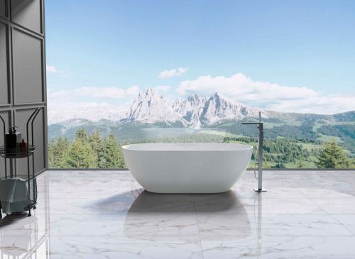 Ванна из искусственного камня Vincea Solid Surface VBT-4S04MW 170х80 отдельностоящая овальная - фото 2