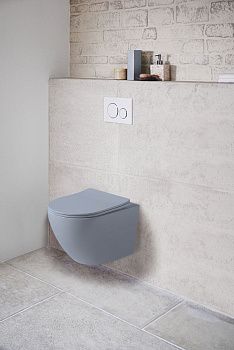 Унитаз подвесной Vincea Globo VT1-14SMO голубой с сиденьем микролифт безободковый душевой смыв