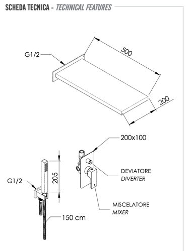 Душевая система Remer Absolute AU09S02SS встраиваемая в стену цвет хром - фото 2