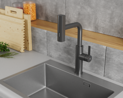 Смеситель для кухни Rush Tinos TI3732-18Grey на столешницу графит - фото 4