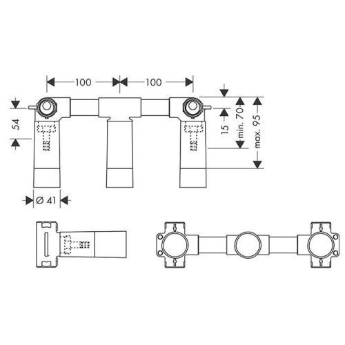Встраиваемая часть настенного смесителя на 3 отверстия Axor 10303180 - фото 2