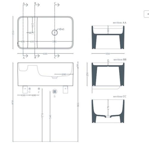 Раковина керамическая Artceram Brooklyn BNL004 01 34 60 см накладная цвет белый без отверстий под смеситель - фото 2