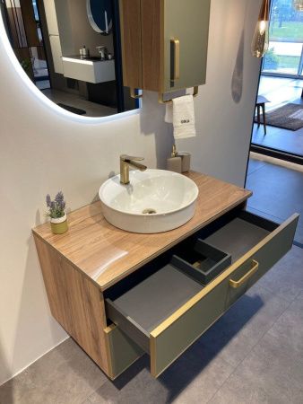 Тумба под раковину Orka Salerno 3008779 80х50 подвесная цвет зеленый/коричневый