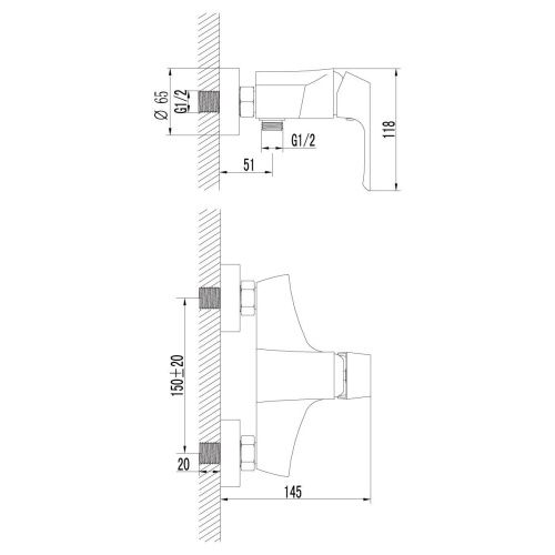 Смеситель для душа LeMark Unit LM4503C настенный хром - фото 2