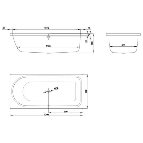 Ванна стальная Bette Ocean 8865-000 AS 170х80 встраиваемая прямоугольная без ножек - фото 2