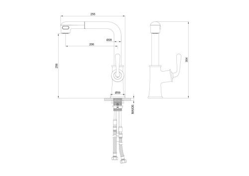 Смеситель для кухни Wonzon & Woghand WW-88439008A-CR на мойку хром - фото 2