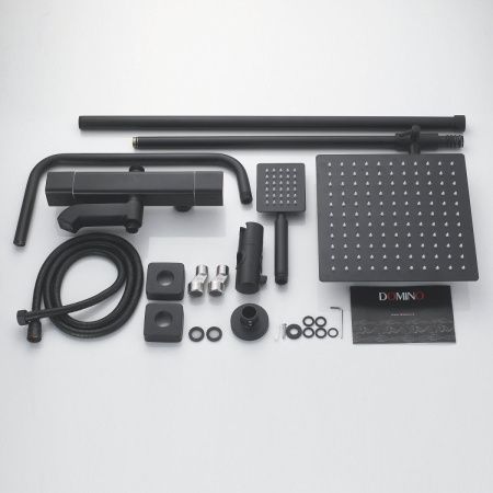 Душевая стойка Shevanik S3096H настенная цвет черный с термостатом