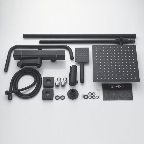 Душевая стойка Shevanik S3096H настенная цвет черный с термостатом - фото 4