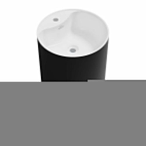 Раковина акриловая Wellsee Chalice Perfection 230616000 45х45 напольная цвет черный/белый 1 отверстие под смеситель - фото 2