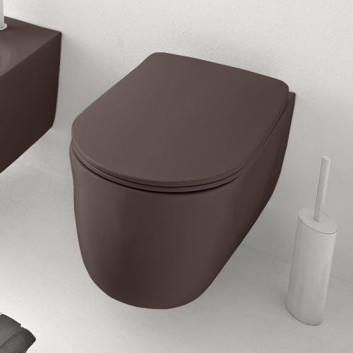 Чаша унитаза подвесная Kerasan Nolita 531475 цвет коричневый без сиденья безободковая каскадный смыв