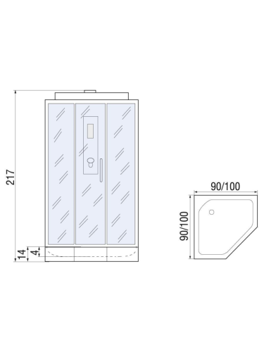 Душевая кабина River PENTA 10000003117 100х100 пятиугольная с крышей ориентация универсальная - фото 2