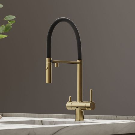 Смеситель для кухни Sancos Imola SC4010BGbh на мойку черный/золото