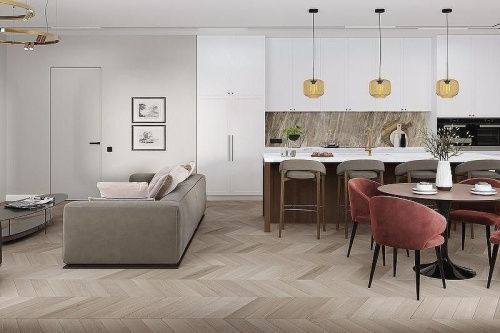 Кварцвиниловая плитка Damy Floor CHEVRON LVT DF02-Ch-LVT Пале-Рояль толщина 0.25 см 43 класс 600х127 - фото 5