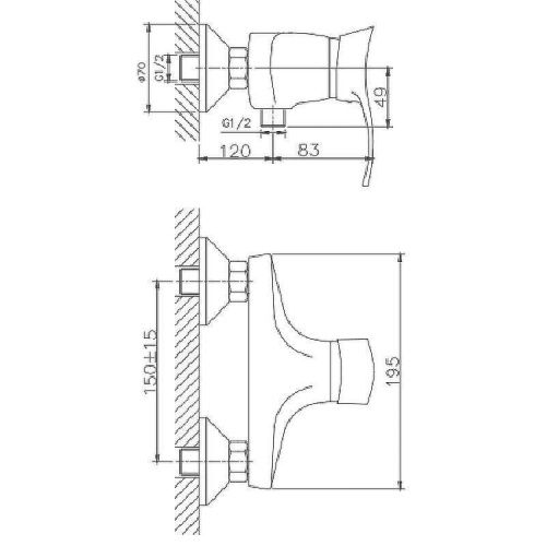 Смеситель для ванны и душа Haiba HB01 HB2001 настенный хром - фото 2
