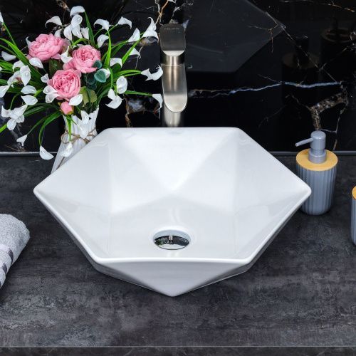 Раковина из сантехнического фарфора Melana 320342-805 50х50 накладная цвет белый без отверстий под смеситель - фото 3