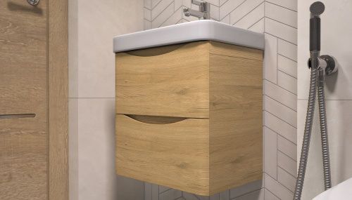 Тумба под раковину Velvex CLAY 370 50х30 подвесная цвет бежевый - фото 3