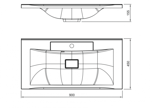 Раковина из искусственного камня Art&Max BIANCHI AM-LAV-900-MR-FP-Nero 90 см накладная цвет черный - фото 2