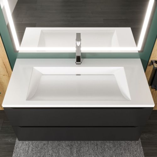 Раковина из искусственного камня Uperwood Infinity 45383433000 100х50 полувстраиваемая цвет белый - фото 5