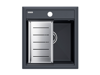 Кухонная мойка + коландер Paulmark PM114651-AN+A375-BS 45х50 цвет черный