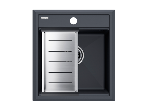 Кухонная мойка + коландер Paulmark PM114651-AN+A375-BS 45х50 цвет черный