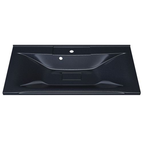 Раковина из искусственного камня Uperwood Elen 291120426 90х40 полувстраиваемая цвет черный - фото 4